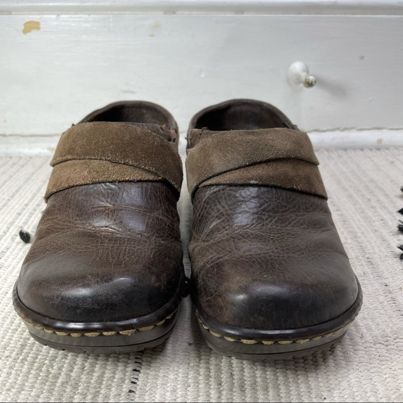 BORN Darly Castagno Brown Leather Harness Clogs 6 - Picture 3 of 11